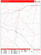 East Los Angeles Digital Map Red Line Style
